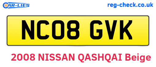 NC08GVK are the vehicle registration plates.