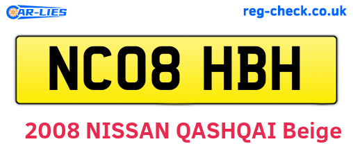 NC08HBH are the vehicle registration plates.