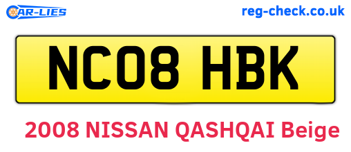 NC08HBK are the vehicle registration plates.