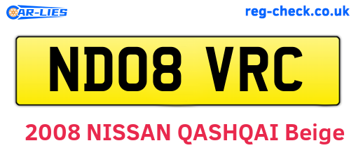 ND08VRC are the vehicle registration plates.