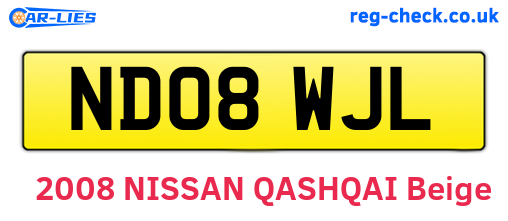 ND08WJL are the vehicle registration plates.