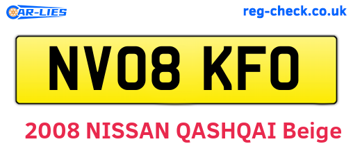 NV08KFO are the vehicle registration plates.