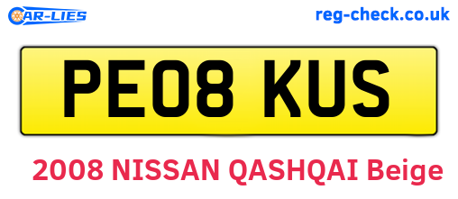 PE08KUS are the vehicle registration plates.