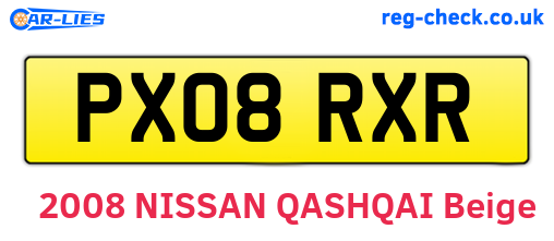 PX08RXR are the vehicle registration plates.