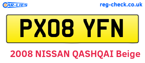 PX08YFN are the vehicle registration plates.