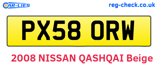 PX58ORW are the vehicle registration plates.