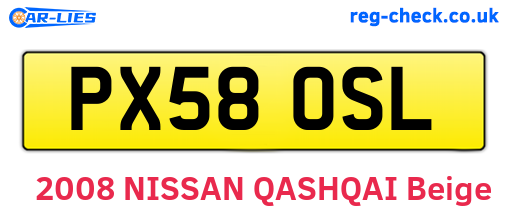 PX58OSL are the vehicle registration plates.