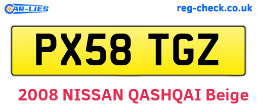 PX58TGZ are the vehicle registration plates.