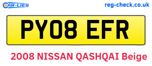 PY08EFR are the vehicle registration plates.