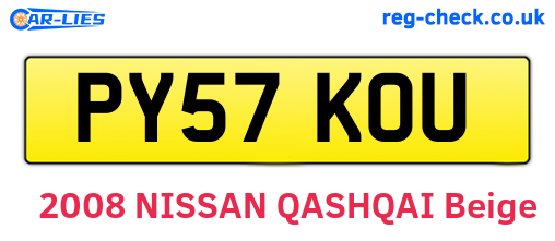 PY57KOU are the vehicle registration plates.