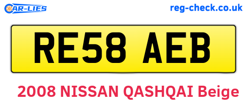 RE58AEB are the vehicle registration plates.