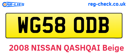 WG58ODB are the vehicle registration plates.