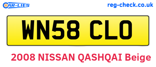 WN58CLO are the vehicle registration plates.