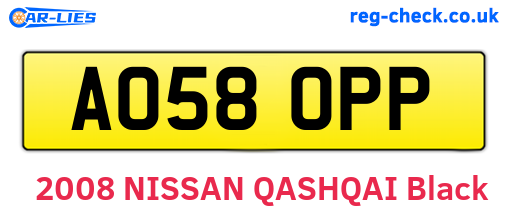 AO58OPP are the vehicle registration plates.