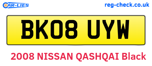 BK08UYW are the vehicle registration plates.
