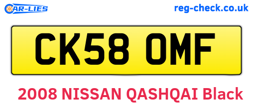 CK58OMF are the vehicle registration plates.
