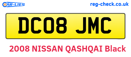 DC08JMC are the vehicle registration plates.