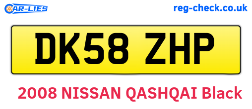 DK58ZHP are the vehicle registration plates.