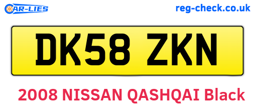 DK58ZKN are the vehicle registration plates.