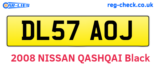 DL57AOJ are the vehicle registration plates.