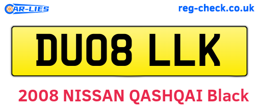 DU08LLK are the vehicle registration plates.