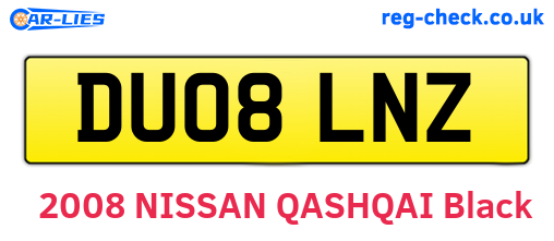 DU08LNZ are the vehicle registration plates.