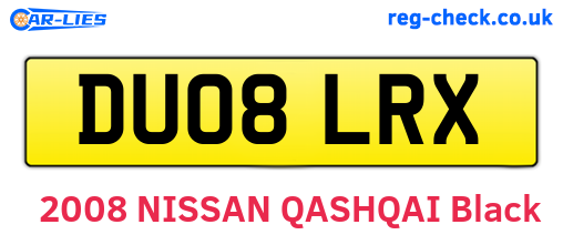 DU08LRX are the vehicle registration plates.