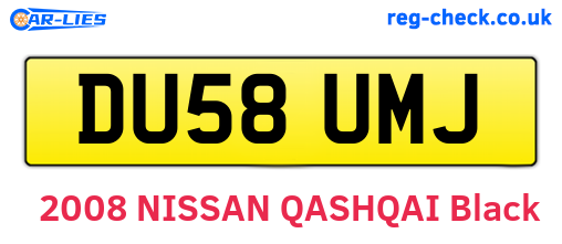 DU58UMJ are the vehicle registration plates.