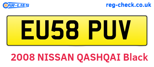 EU58PUV are the vehicle registration plates.