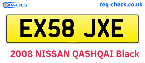 EX58JXE are the vehicle registration plates.