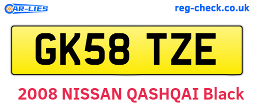GK58TZE are the vehicle registration plates.