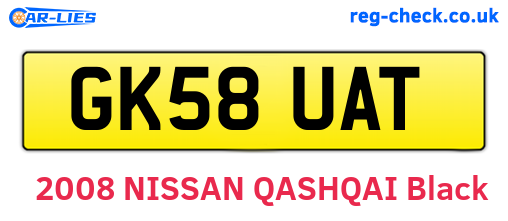 GK58UAT are the vehicle registration plates.