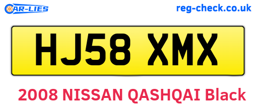 HJ58XMX are the vehicle registration plates.