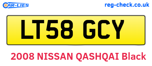 LT58GCY are the vehicle registration plates.
