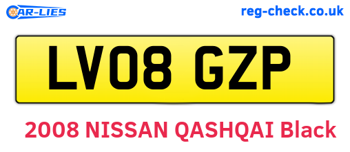 LV08GZP are the vehicle registration plates.