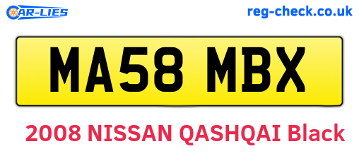 MA58MBX are the vehicle registration plates.
