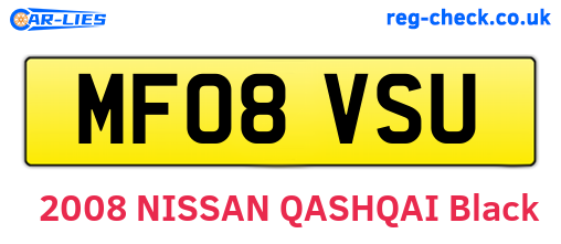 MF08VSU are the vehicle registration plates.