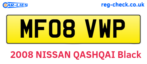 MF08VWP are the vehicle registration plates.