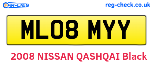 ML08MYY are the vehicle registration plates.