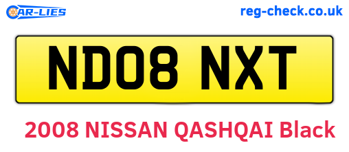 ND08NXT are the vehicle registration plates.