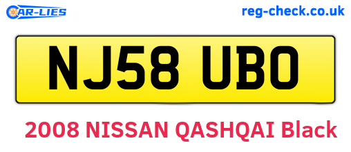 NJ58UBO are the vehicle registration plates.