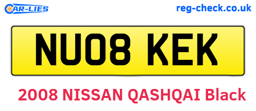 NU08KEK are the vehicle registration plates.