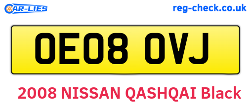OE08OVJ are the vehicle registration plates.