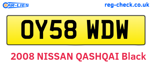 OY58WDW are the vehicle registration plates.