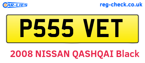P555VET are the vehicle registration plates.