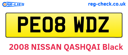 PE08WDZ are the vehicle registration plates.