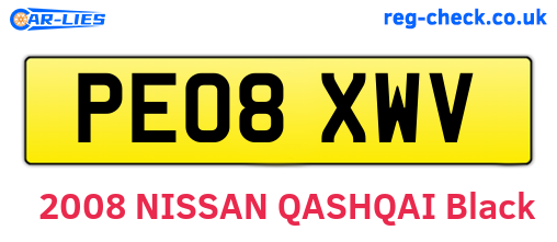 PE08XWV are the vehicle registration plates.
