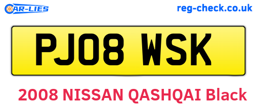 PJ08WSK are the vehicle registration plates.