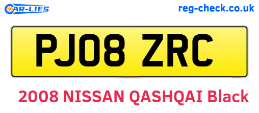 PJ08ZRC are the vehicle registration plates.