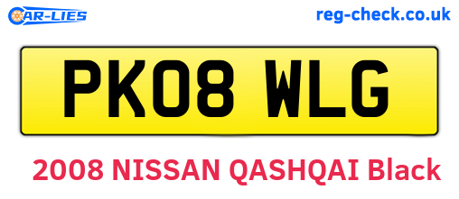 PK08WLG are the vehicle registration plates.